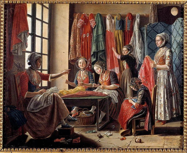A sewing workshop in Arles in 1760 Painting by Antoine Raspal (1738-1811) 1760 Arles