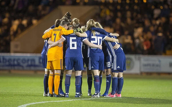 Scotland Women Huddle During International Friendly vs USA at Simple Digital Arena