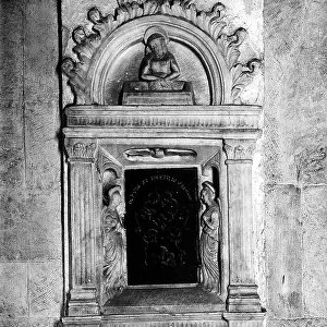 Tabernacle for Holy Oil. Sculpture in the Santa Maria Assunta Church, in Stazzema, near Pietrasanta, Versilia